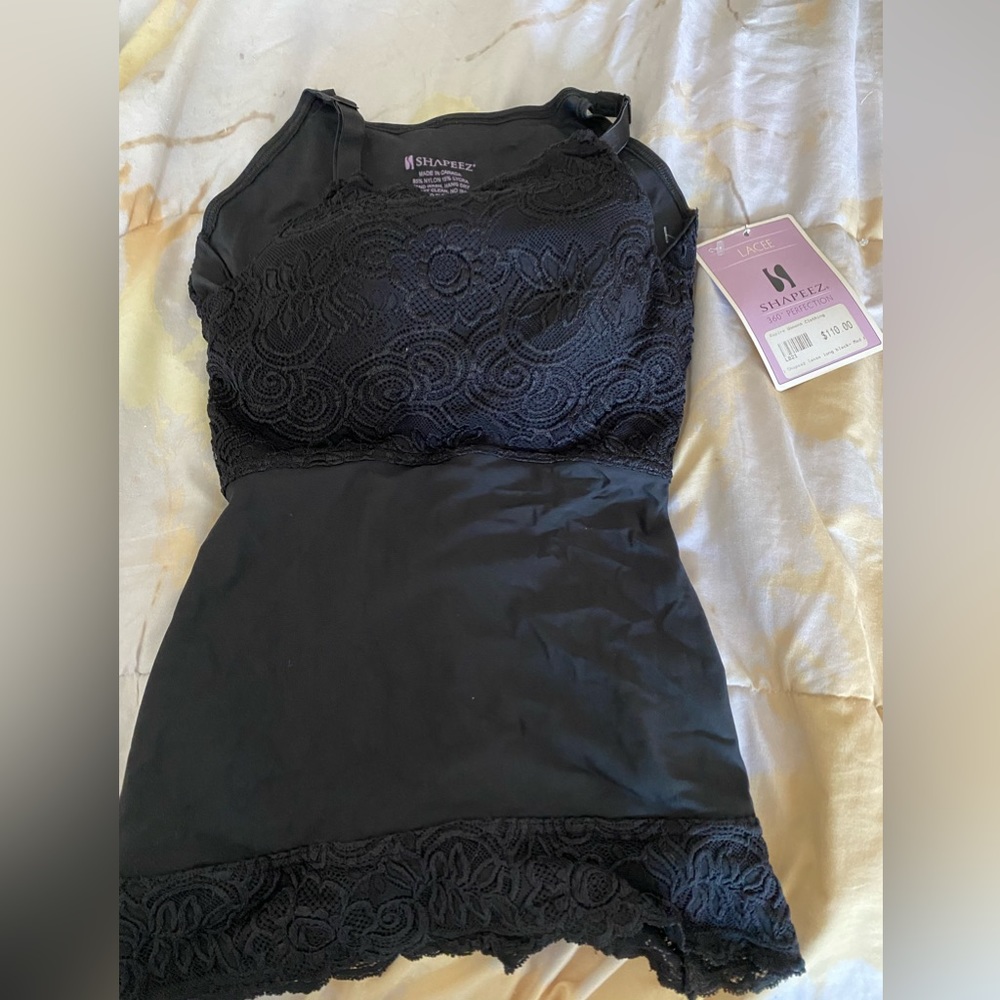 NWT!  Black Shapeez lace accented shape wear, Medium with A cup